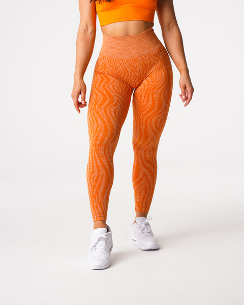 Burnt Orange Zebra Seamless Leggings